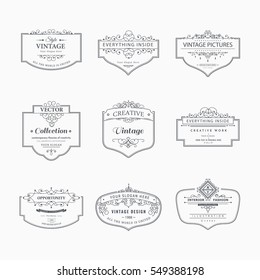 Frame classic template. Vintage contour blank frames and labels. Vintage elements design for cafe, restaurant, boutique, hotel, shop, jewelry. Vector retro elements