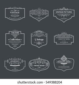 Frame classic template. Vintage contour blank frames and labels. Vintage elements design for cafe, restaurant, boutique, hotel, shop, jewelry. Vector retro elements