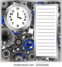 the frame and the clock on the background of the mechanism