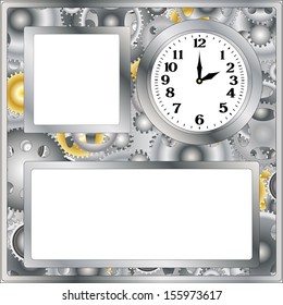 the frame and the clock on the background of the mechanism