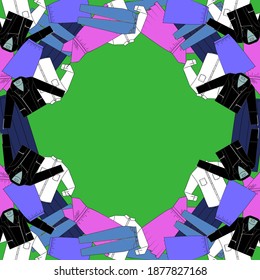 Frame with clothes and green background