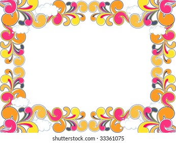 frame with clouds and design elements with copy space, individual objects very easy to edit