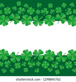 Frame of clover leaf. Luck concept of St.Patrick 's Day. Vector in flat style