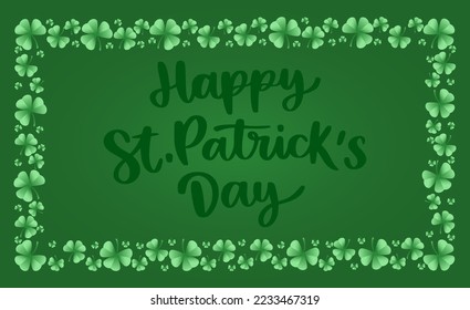 Frame with clover leaves. Shamrock. Decorative element for St. Patrick's Day design. Vector illustration