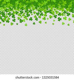 Frame With Clovers Transparent  Background With Gradient  , Vector Illustration