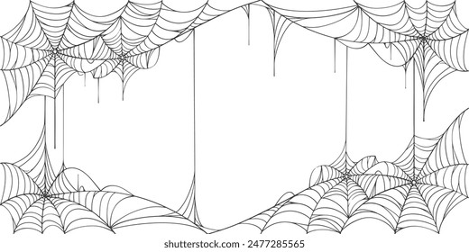 frame with cobweb, background with cobweb, Spider web line art vector eps