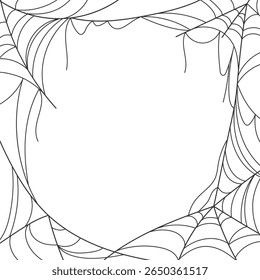 Frame from cobweb. Border element for Halloween holiday. Vector illustration.