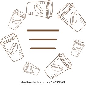 Frame of coffee cups.Vector illustration. 