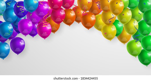 frame color balloons, confetti concept design template holiday Happy Day, background Celebration Vector illustration.