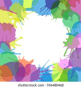Frame With Color Blobs, Isolated On White Background, Vector Illustration