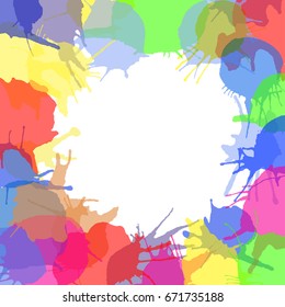 Frame With Color Blobs, Isolated On White Background, Vector Illustration