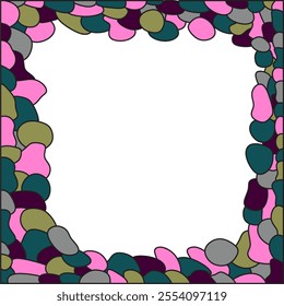 Frame With Color Blobs or splashes, Isolated On White Background, Vector Illustration.