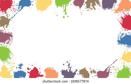 Frame with color blobs, used clipping mask. Isolated on white background. Vector Illustration