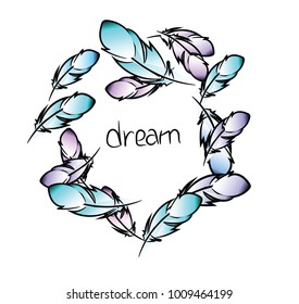 The Frame of color delicate feathers. Vector Illustration