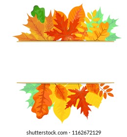 Frame with colored autumn leaves for a bright, seasonal design, vector illustration