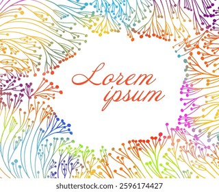 Frame of colored branches. hand drawn. Not AI, Vector illustration.