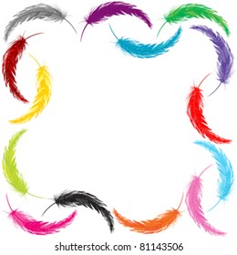 Frame with colored feathers