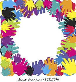 Frame with colored hands