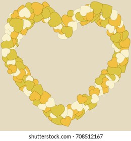 Frame of Colored hearts on a beige background