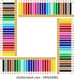 Frame with colored pencils