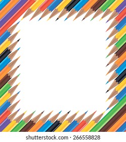 Frame of colored pencils. Vector illustration