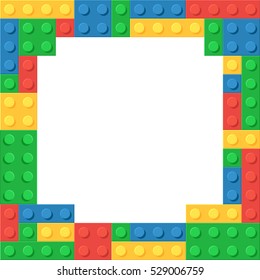 Frame of colored plastic blocks. Constructor for children. Vector illustration for your design