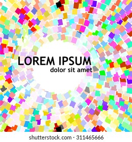 Frame colored round squares. rainbow background. Vector