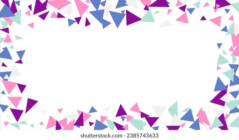 Marco de triángulos coloreados patrón geométrico abstracto. Se puede usar como afiche, banner, borde, fondo, papel pintado, tarjeta, impresión, web. Ilustración vectorial.