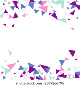 Frame of colored triangles abstract geometric pattern. Can be used as poster, banner, border, background, wallpaper, card, print, web. Vector illustration.