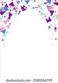 Frame of colored triangles abstract geometric pattern. Can be used as poster, banner, border, background, wallpaper, card, print, web. Vector illustration.