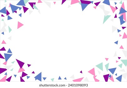 Frame of colored triangles abstract geometric pattern. Can be used as poster, banner, border, background, wallpaper, card, print, web. Vector illustration.