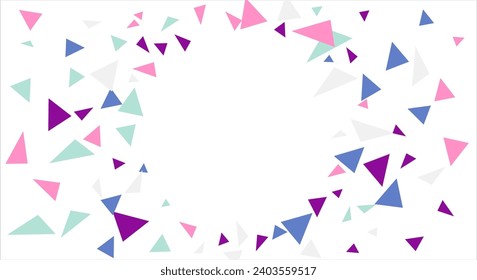 Frame of colored triangles abstract geometric pattern. Can be used as poster, banner, border, background, wallpaper, card, print, web. Vector illustration.