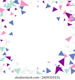 Frame of colored triangles abstract geometric pattern. Can be used as poster, banner, border, background, wallpaper, card, print, web. Vector illustration.
