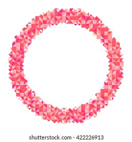 Frame. Colored triangles, diamonds. Isolated vector object on white background. Pink.