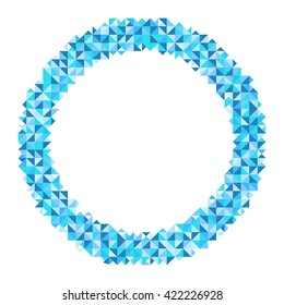 Frame. Colored triangles, diamonds. Isolated vector object on white background. Blue.