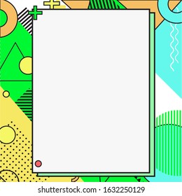 frame of colorful abstract pattern with a white empty space inside for your text or image