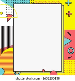 frame of colorful abstract pattern with a white empty space inside for your text or image