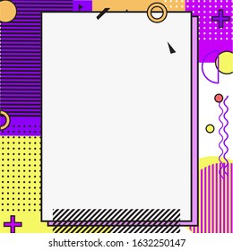frame of colorful abstract pattern with a white empty space inside for your text or image