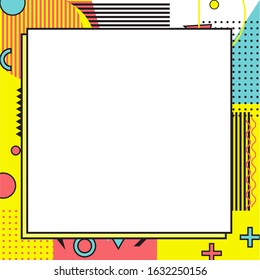 frame of colorful abstract pattern with a white empty space inside for your text or image