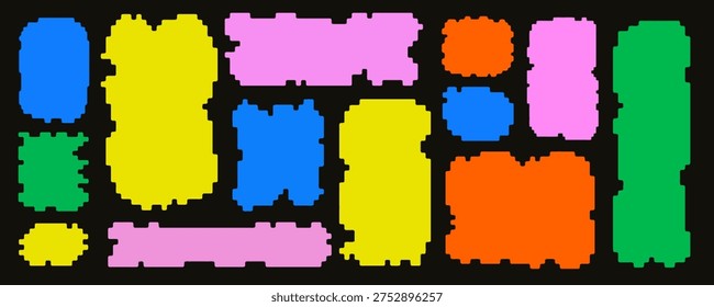 Frame colorful abstract with rectangle pixelated geometric and shape background collection. Border pixel contrast with design retro playful and layout banner cover.