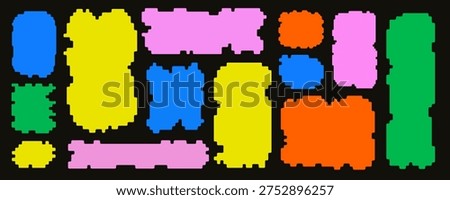 Frame colorful abstract with rectangle pixelated geometric and shape background collection. Border pixel contrast with design retro playful and layout banner cover.
