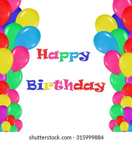 frame of colorful balloons in the style of realism. to design cards, birthdays, weddings, fiesta, holidays, invitations on a white background