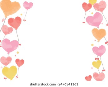 Frame of colorful balloons in watercolor style