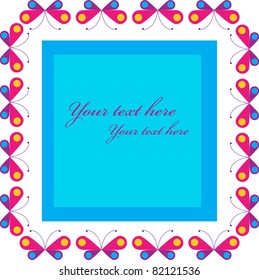 frame of colorful butterfles, vector illustration