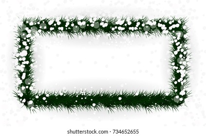 Frame of colorful coniferous branches. Christmas and New Year Background. Vector Illustration. EPS10