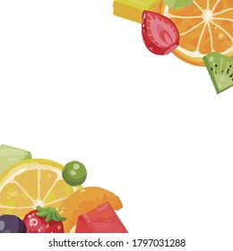 frame of colorful cut fruits