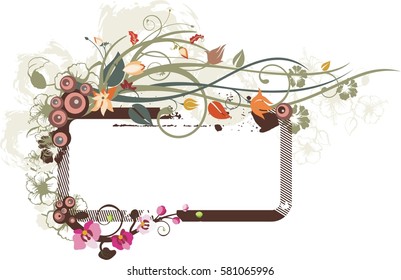 frame colorful flower ornaments vector