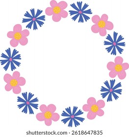 Frame with colorful flowers. Isolated vector illustration