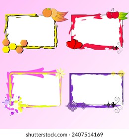 frame with colorful fruit icons