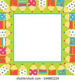 Frame of colorful funny pencils